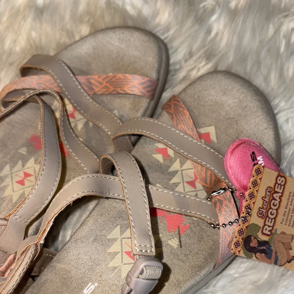 Skechers Gray Comfort Sandals with Crisscross Straps